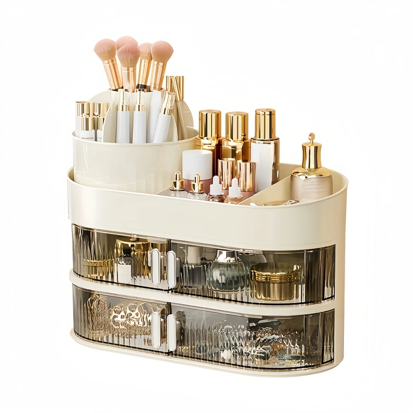 Large Capacity Makeup Organizer With Drawer - Dustproof Cosmetic  Box For Brushes, Lipsticks & More - Hypoallergenic Plastic, °