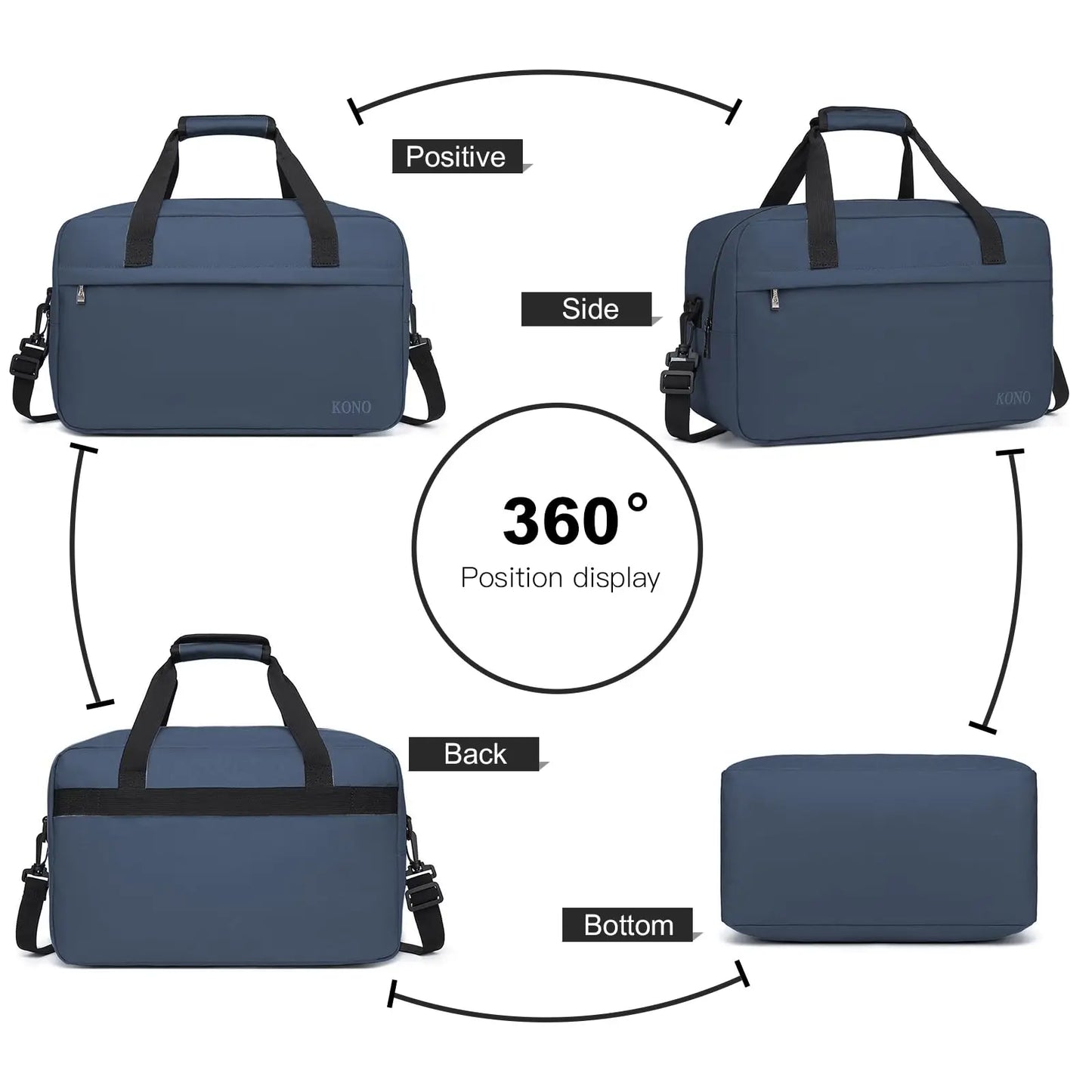 Kono Holdall Cabin Luggage Carry-on Bag Under Seat Flight Bag with Shoulder Strap