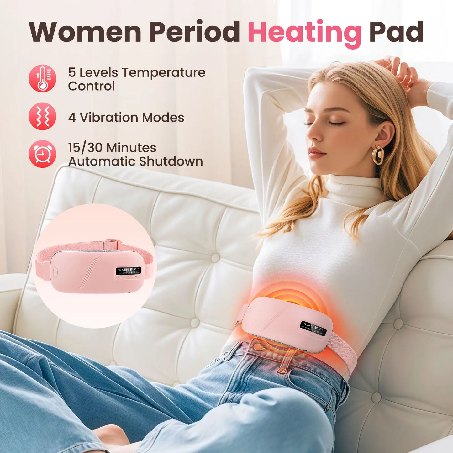 Wireless Heating Pad Menstrual Heating Massager Belt Abdominal Belt Period Relief Thermal Massager Belly Warm Palace Belt