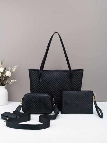 Wave pattern daily commuting large capacity tote bag handbag four piece set fashion trend personality change camera bag