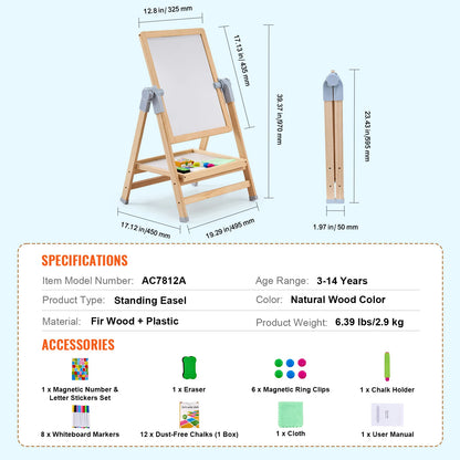 SucceBuy Standing Magnetic Drawing Board WordPad Art Easel with Painting Accessories Children Educational Toys for Kids Boy Girl