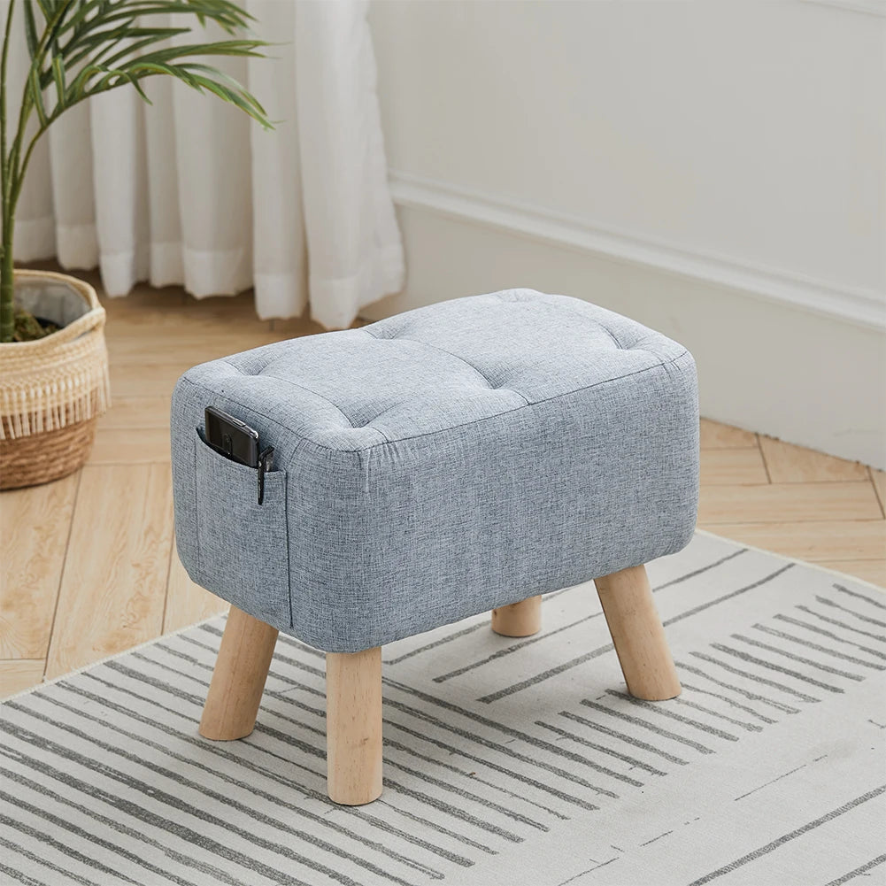 【Breeins】Linen Upholstered Ottoman Footstool with Pocket Chair Sofa Home Decoration