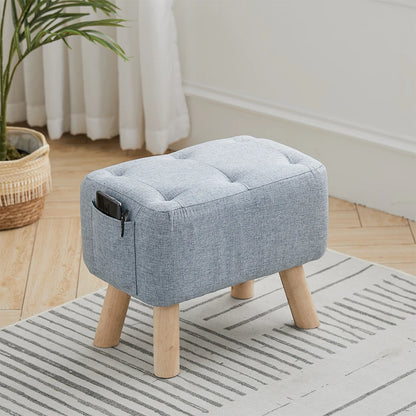 【Breeins】Linen Upholstered Ottoman Footstool with Pocket Chair Sofa Home Decoration