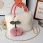 New Fashion Women Handbags Winter Furry Ladies Soft Plush Clutch Purse Shoulder Bags Fashion Female Cherry Pendant Messenger Bag
