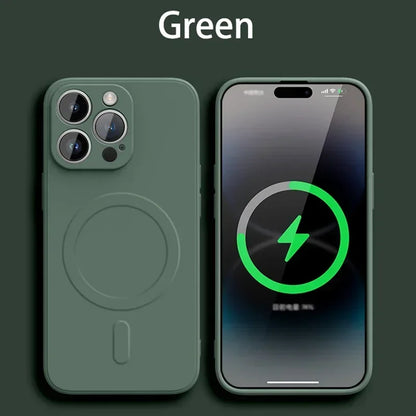 Liquid Silicone Case For iPhone 16 17 15 14 13 12 11 Pro Max Plus Mini Air For Magsafe Magnetic Wireless Charge Soft Cover funda