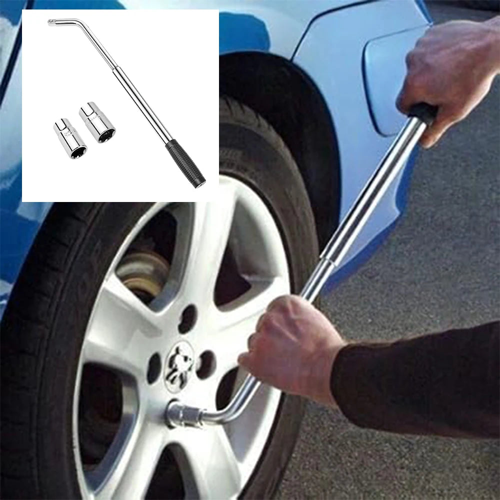 Travel Emergency Breakdown Wrench Set,Extendable Wheel Socket Tyre, Universal Car Lug Wrench Car Wheel Tire Change Tools