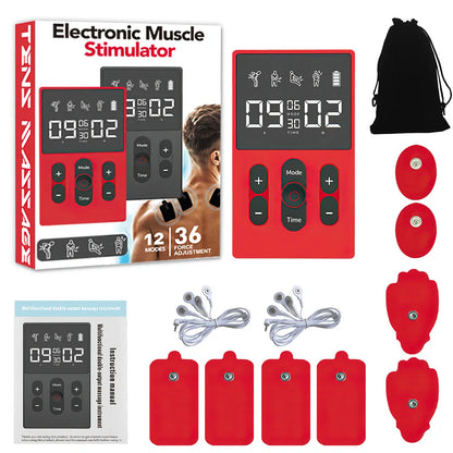 TENS Meridian Massager EMS Multifunctional 12 Modes 36 Levels Intensity Timed Dual Channel Output Muscle Relaxation