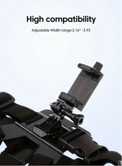 Adjustable phone clip stand with chest strap, fixed bracket for cycling, sports, climbing, and camera phones, chest phone mount.