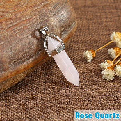 Quartz Chakra Crystal Healing Point Cut Gemstone Pendant Reiki Necklace Gift UK