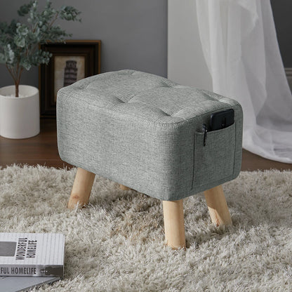 【Breeins】Linen Upholstered Ottoman Footstool with Pocket Chair Sofa Home Decoration