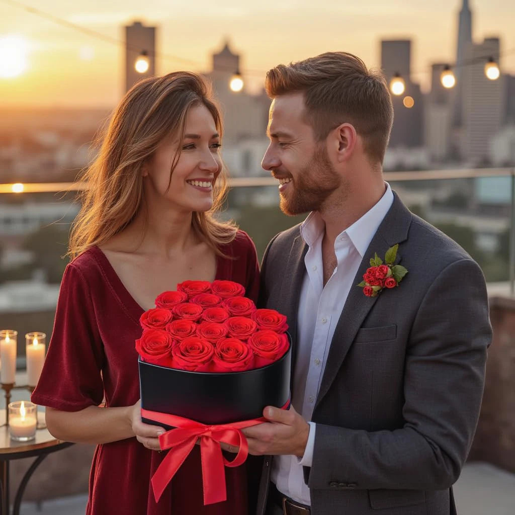 18/24PCS Heart Shape Roses Gift Box for Valentines Day Gifts Flowers Heart Shape Box for Her Mathers Day Forever Flower Birthday