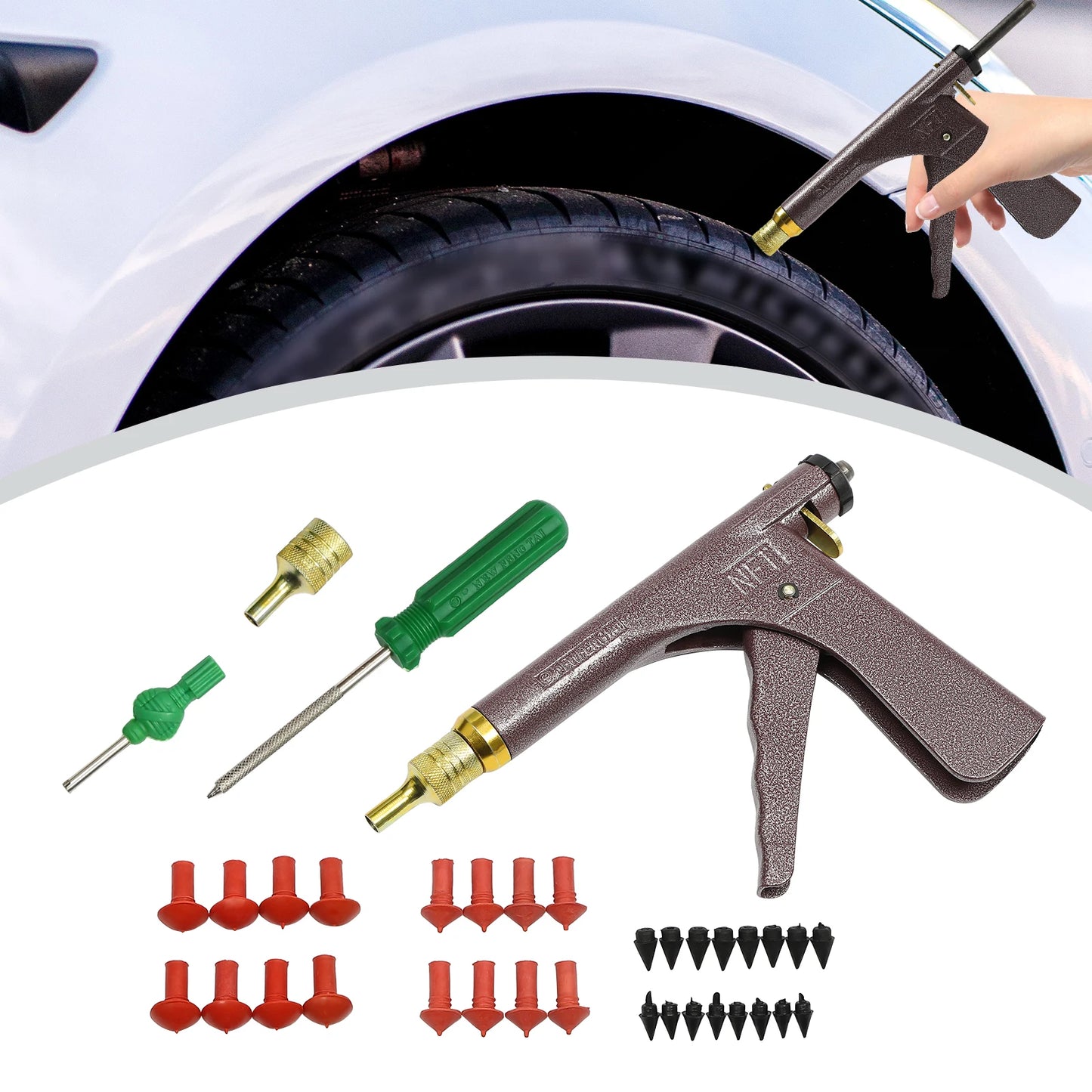 Car Tire Repair Kit Lightweight Puncture Plug Tool Tyre Puncture Emergency for Tubeless Tire Probe Tool Repair Toolbox