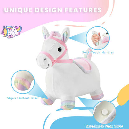 Hopper Toy, Ride On Bouncing Plush Inflatable Horse, Outdoor Indoor Hopping Horse Bouncer, Birthday Gifts for 2-5 Years Old Kid
