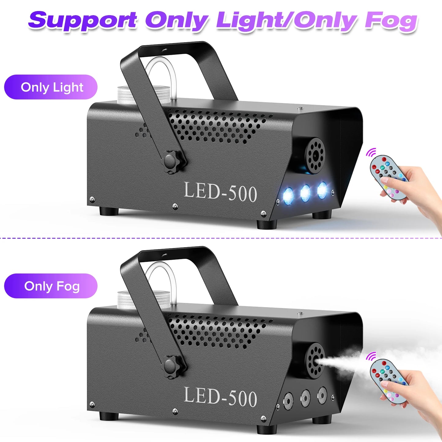 Fieryzeal 500W Fogger Stage RGB LED Effect DJ Smoke Machine Disco Wedding Fogger Machine Stage lights