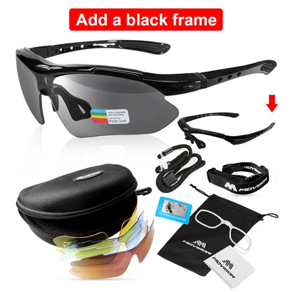 MOVIGOR 5 Lens Polarized Cycling Glasses Sports Men Sunglasses Road Bicycle Goggles Mountain Bike Riding Protection Eyewear set