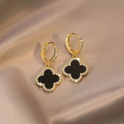 Green Four-leaf Clover Earrings Women's Gentle Fashionable Jewelry Ear Studs Autumn Winter Stylish Korean Trend