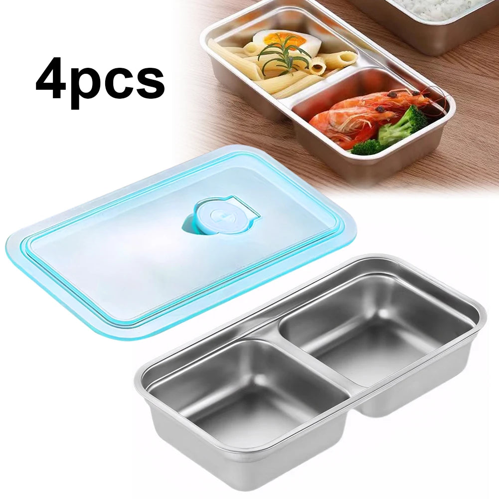 4Pcs Stainless Steel Food Storage Containers Leak Proof Condiment Containers Small Sauce Cups for Indoor Office Outdoor Travel