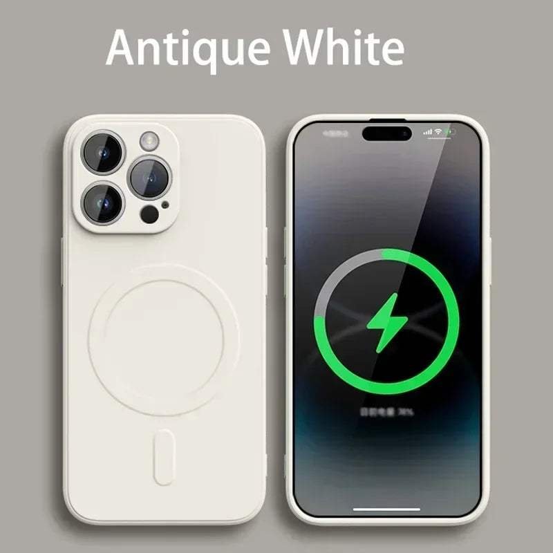 Liquid Silicone Case For iPhone 16 17 15 14 13 12 11 Pro Max Plus Mini Air For Magsafe Magnetic Wireless Charge Soft Cover funda