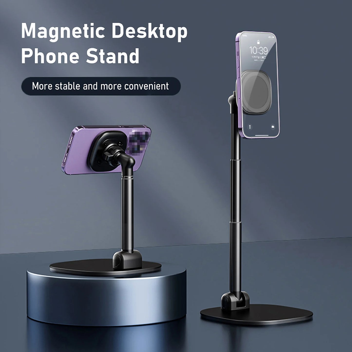 Foldable Desktop Phone Stand with 360° Rotatable Magnetic Phone Mount Phone Holder Adjustable Height Replacement for iPhone 14