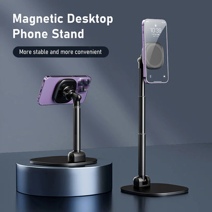 Foldable Desktop Phone Stand with 360° Rotatable Magnetic Phone Mount Phone Holder Adjustable Height Replacement for iPhone 14