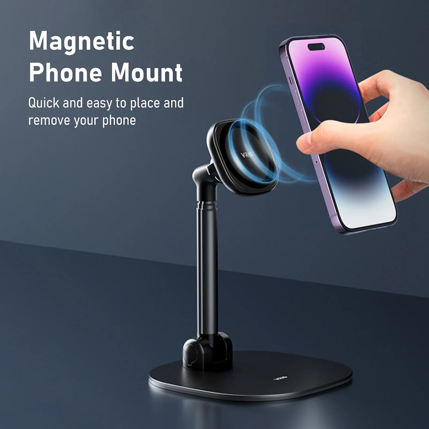 Foldable Desktop Phone Stand with 360° Rotatable Magnetic Phone Mount Phone Holder Adjustable Height Replacement for iPhone 14