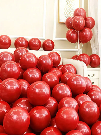 50Pcs 10Inch Double-Layer Pomegranate Red Balloon,for Wedding, Birthday, Anniversary, New Year, Christmas, Valentine's Day Decor