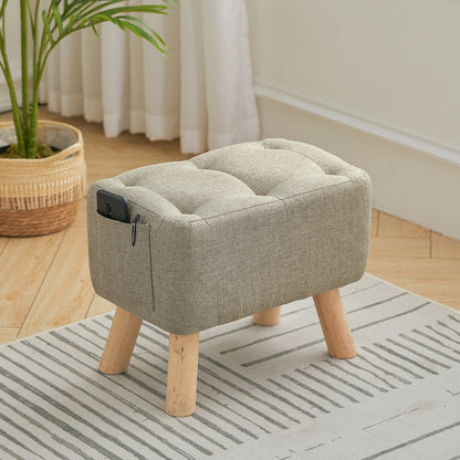 【Breeins】Linen Upholstered Ottoman Footstool with Pocket Chair Sofa Home Decoration