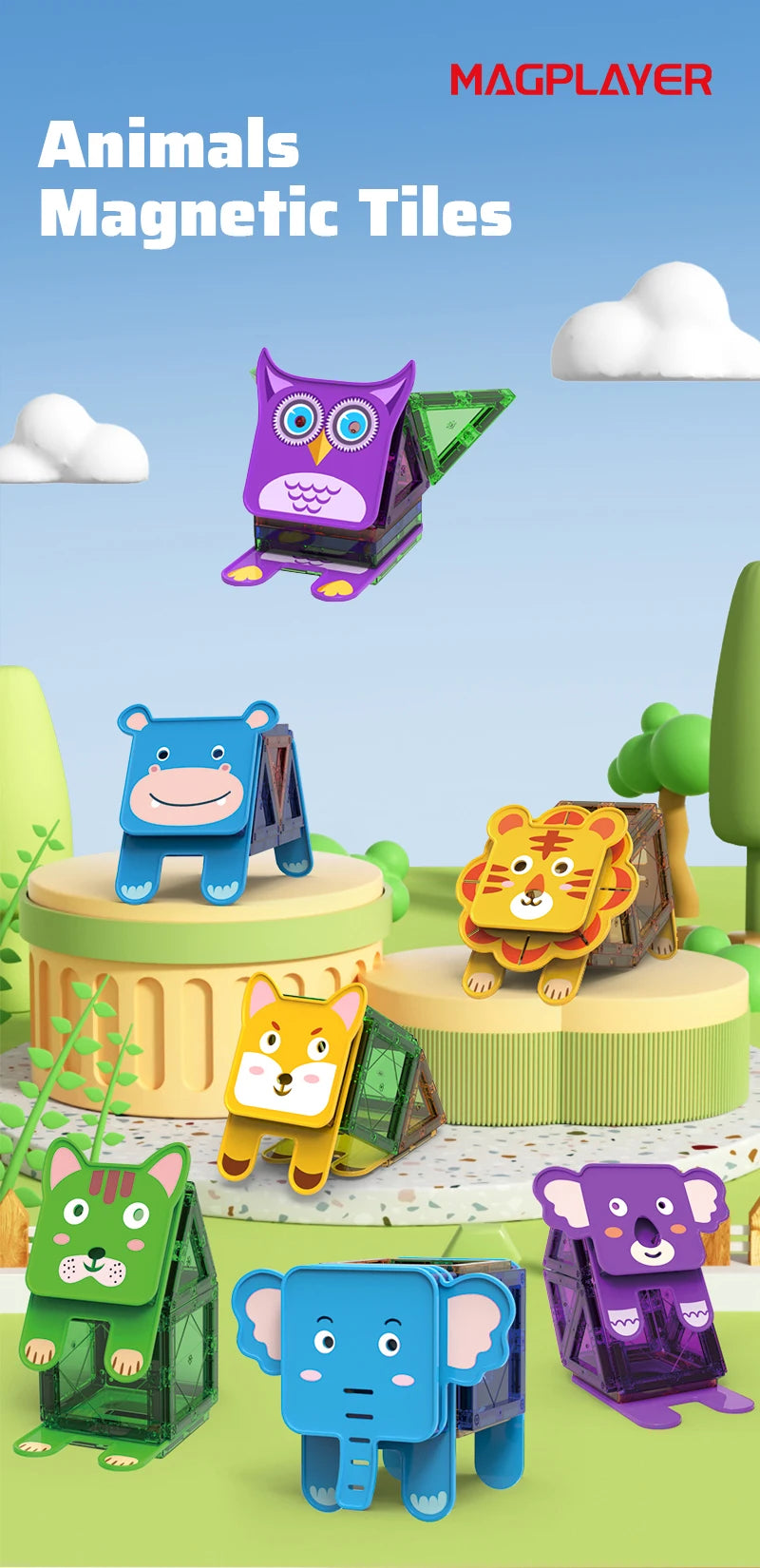 Magnetic Building Blocks Set Construction Game Children Montessori Educational Magnets Toys Magnetic Tiles For Toddlers Gift