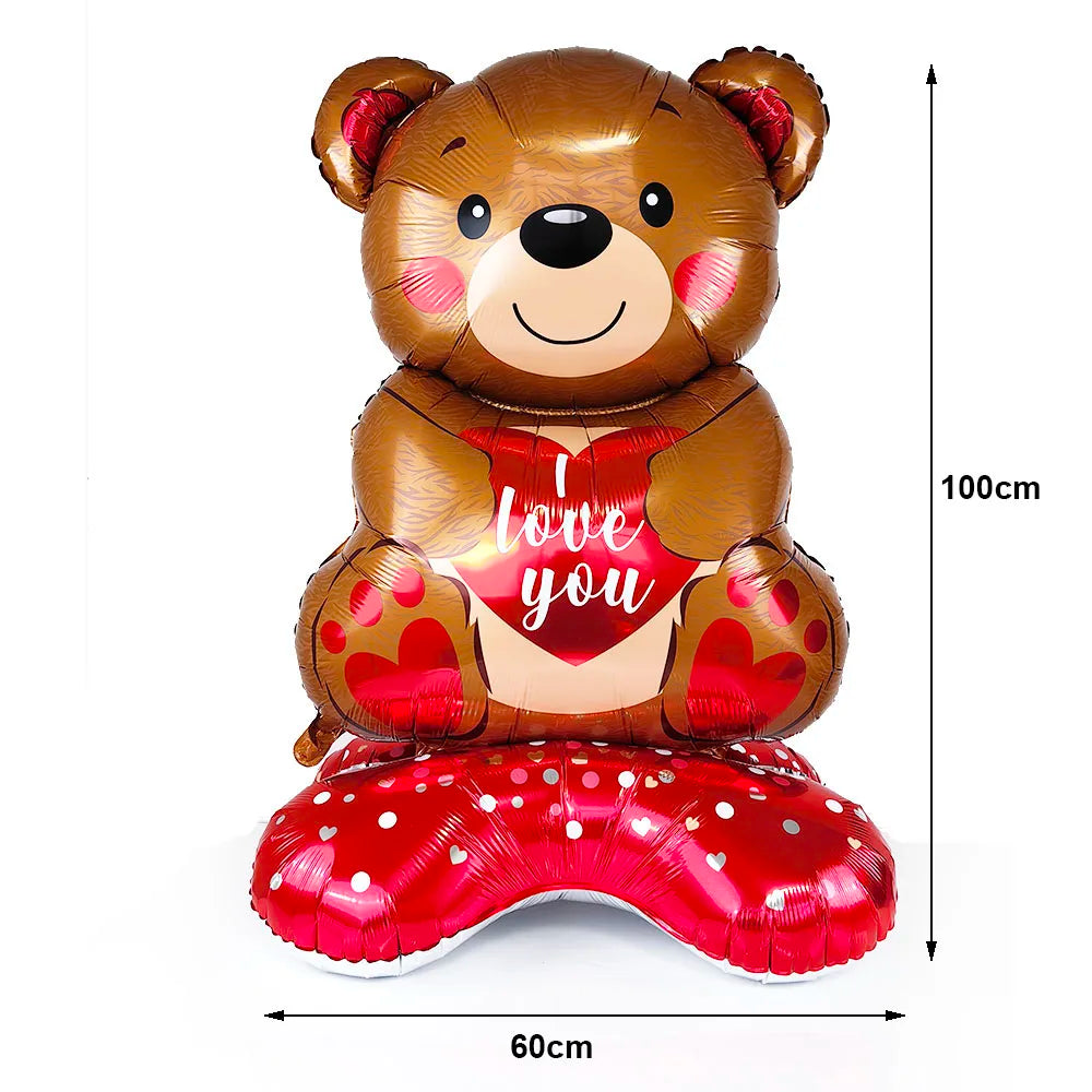 Valentine's Day Foil Balloon Decor Teddy Bear Foil Balloon Love Balloon Heart Balloons for Valentines Wedding Party Decor