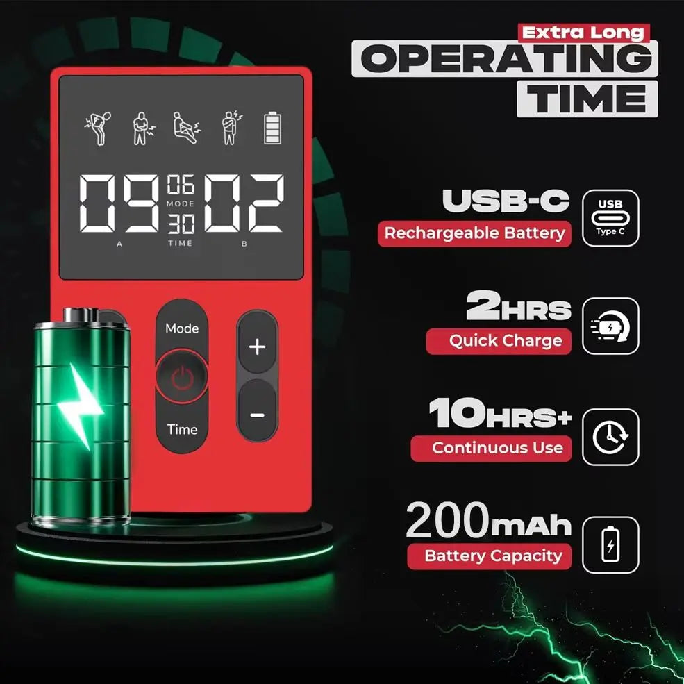 TENS Meridian Massager EMS Multifunctional 12 Modes 36 Levels Intensity Timed Dual Channel Output Muscle Relaxation