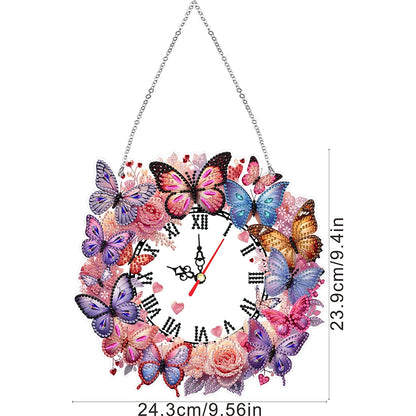 Acrylic Special Shape Butterfly DIY Crystal Diamond Clock Diamond Art Clock Pendants Kit Diamond Painting Clock for Home Decor
