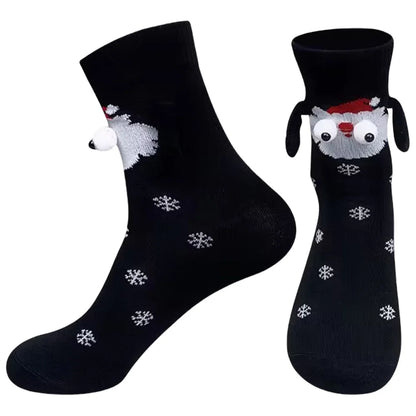 Christmas Magnetic Holding Hands Socks Soft Warm Unisex Couple Socks Christmas Socks Novelty Xmas Crew Socks for Women Men
