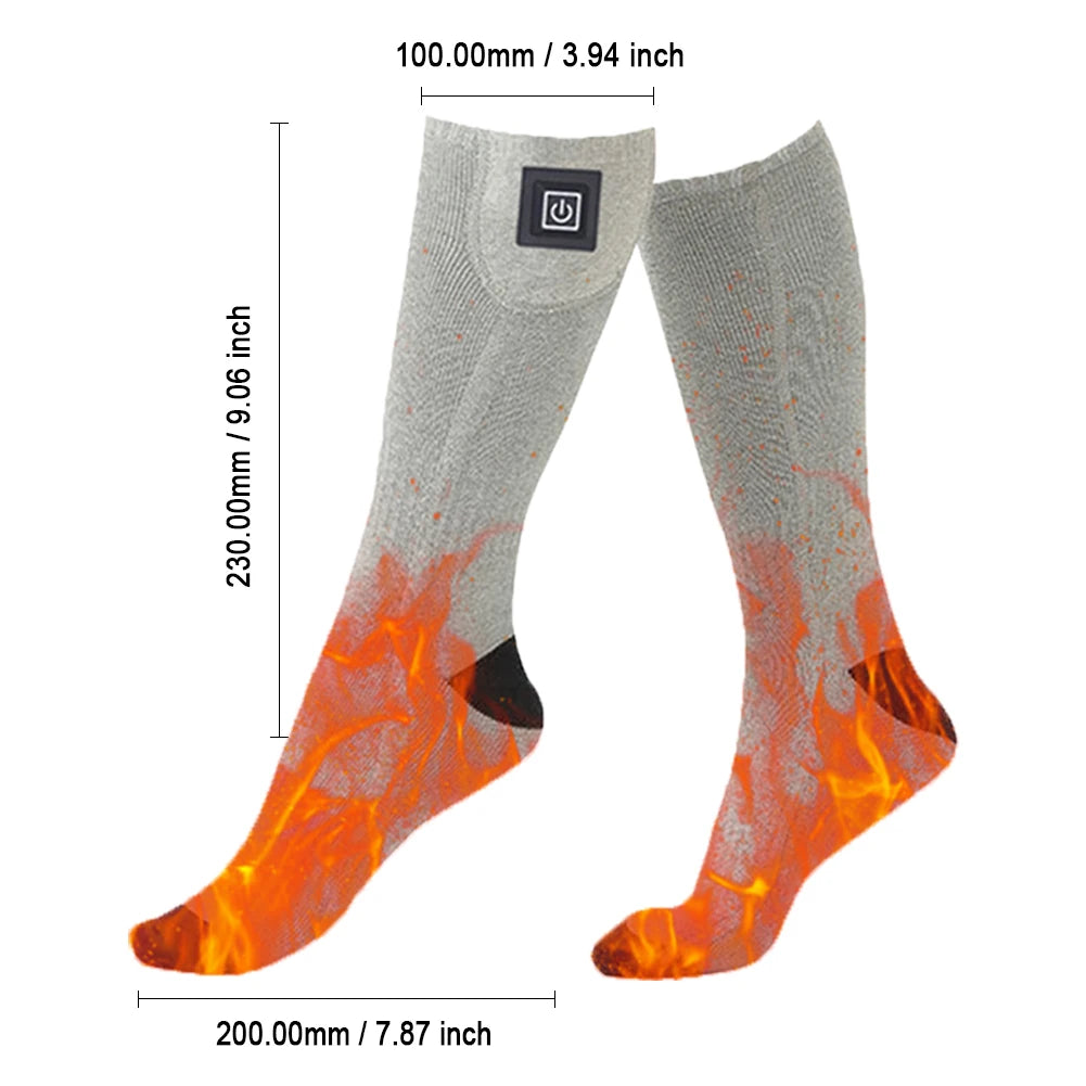 Electric Heated Socks 3 Level Temperature Electric Heating Socks Cold-Proof Skiing Sock for Cycling Camping Skating (NO Battery）