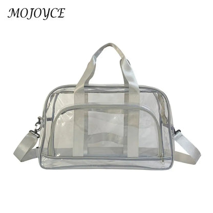 Transparent PVC Weeks Travel Duffel Bag Large Capacity Hand Luggage Bag Lightweight Portable Multifunctional for Swimming Hiking