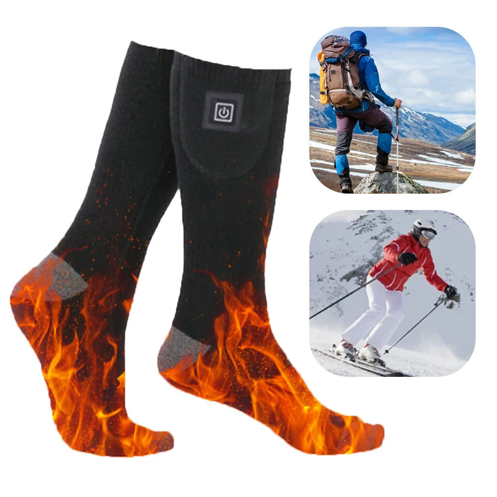Electric Heated Socks 3 Level Temperature Electric Heating Socks Cold-Proof Skiing Sock for Cycling Camping Skating (NO Battery）