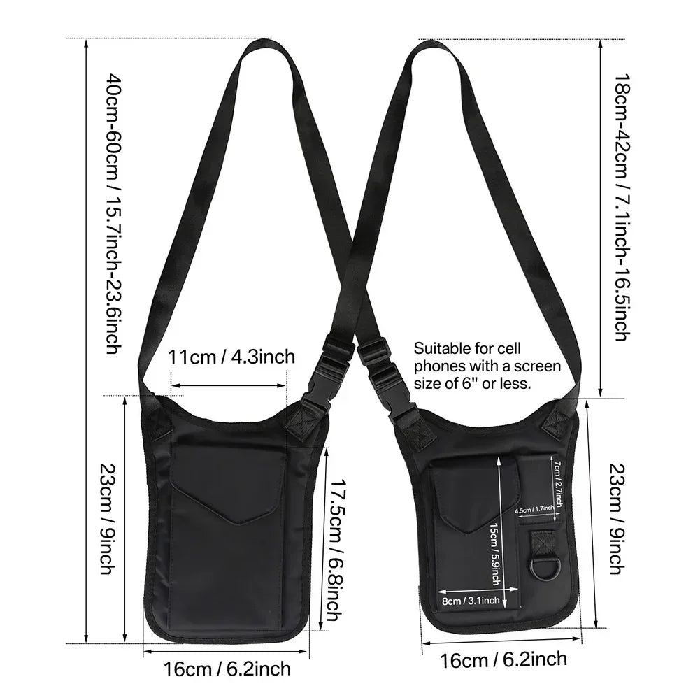 Portable Underarm Wallet Tactical Anti-Theft Secret Holster Crossbody Shoulder Hidden Bag For Passport Phone Keys Credit Cards