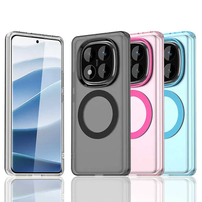 Magnetic Wireless Charging Case For Redmi Note 14 Pro 5G Note 14 Pro+ Plus Cover Candy Colors Transparent Back Shell Coque