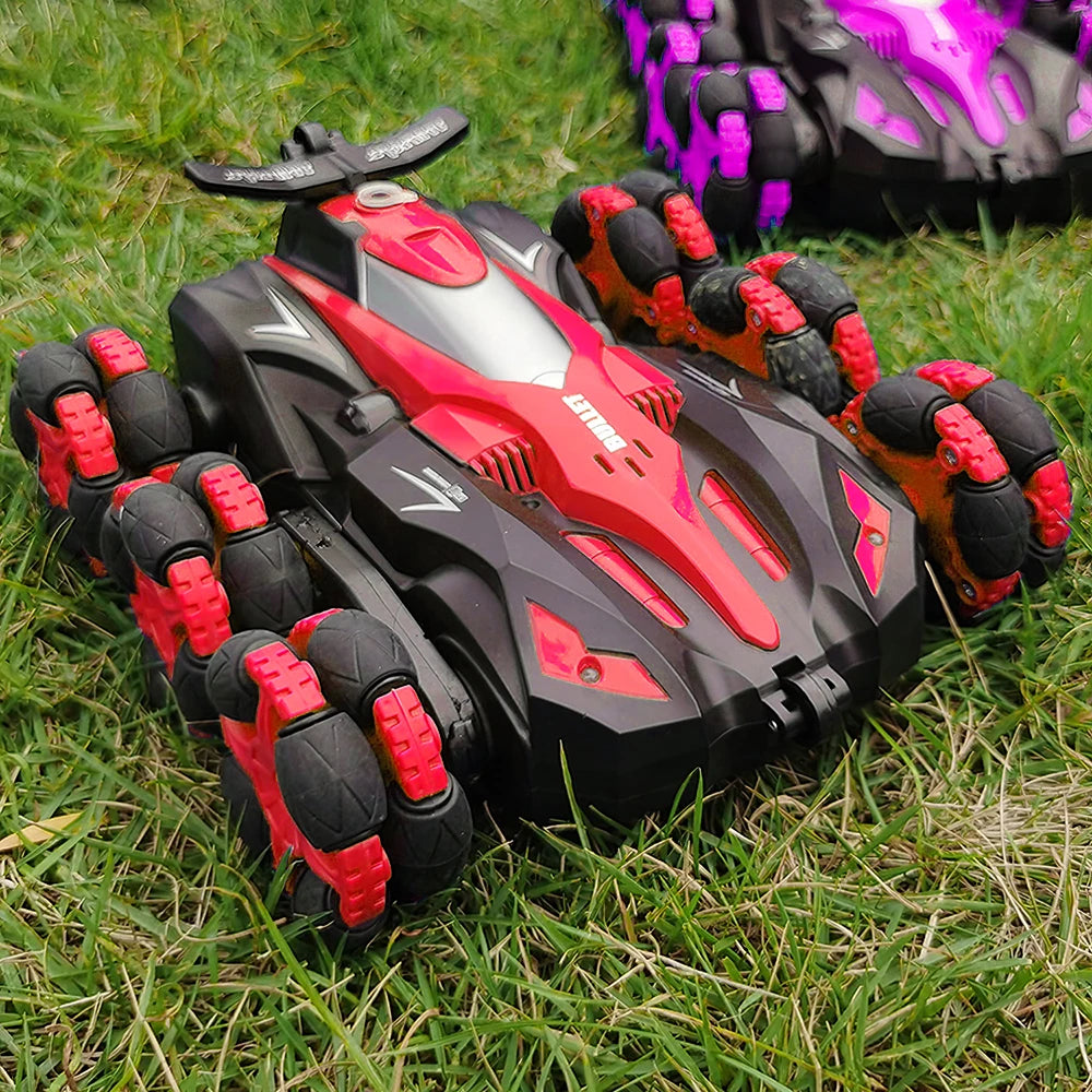 KIDkid 6 Round 2.4G RC Stunt Drift Car Toy - 360° Spins, LED and Mist Effects, USB Rechargeable, Auto-Demo Mode