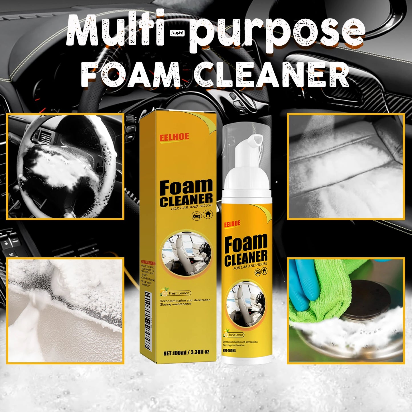 30ML Car Steering wheel foam cleaner Interior Leather Foam Cleaner Seat Clean Car Interior Strong Decontamination Automobile