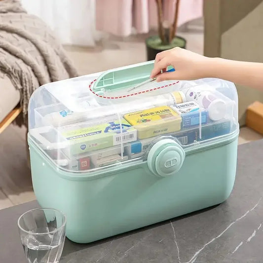 Large Capacity Family Medicine Organizer Box Portable First Aid Kit Medicine Storage Container Family Emergency Kit Box Storage
