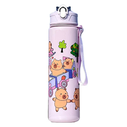 700ml Capybara Cute Water Cup with Straw & Handle Kawaii Travel Water Bottle Large Capacity Drinking Bottle for Fitness Sports