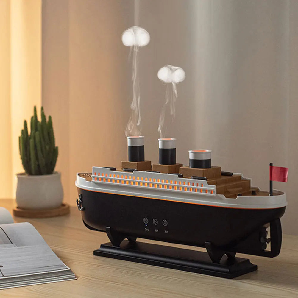 Titanic Ship Model Air Humidifier Home 250ml Remote Control Essential Oil Jellyfish Smoke Ring Spray Aroma Diffuser Humidifiers