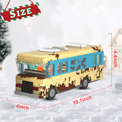 Christmas Cousin's RV Building Blocks Set LED Christmas Holiday Snow Village RV Toys Gifts for Boys, Girls, Family