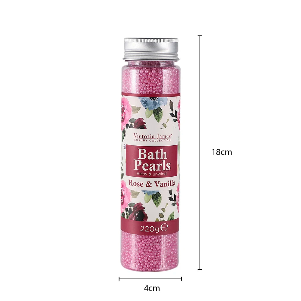 Bath Pearls 220G Relaxing Lavender Bergamot Rose Vanilla Scent, Moisturising Beads for Spa Home Bath