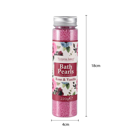 Bath Pearls 220G Relaxing Lavender Bergamot Rose Vanilla Scent, Moisturising Beads for Spa Home Bath
