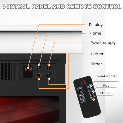 Electric Fireplaces LED Flame with Surround Heating Function Freestanding Timmer