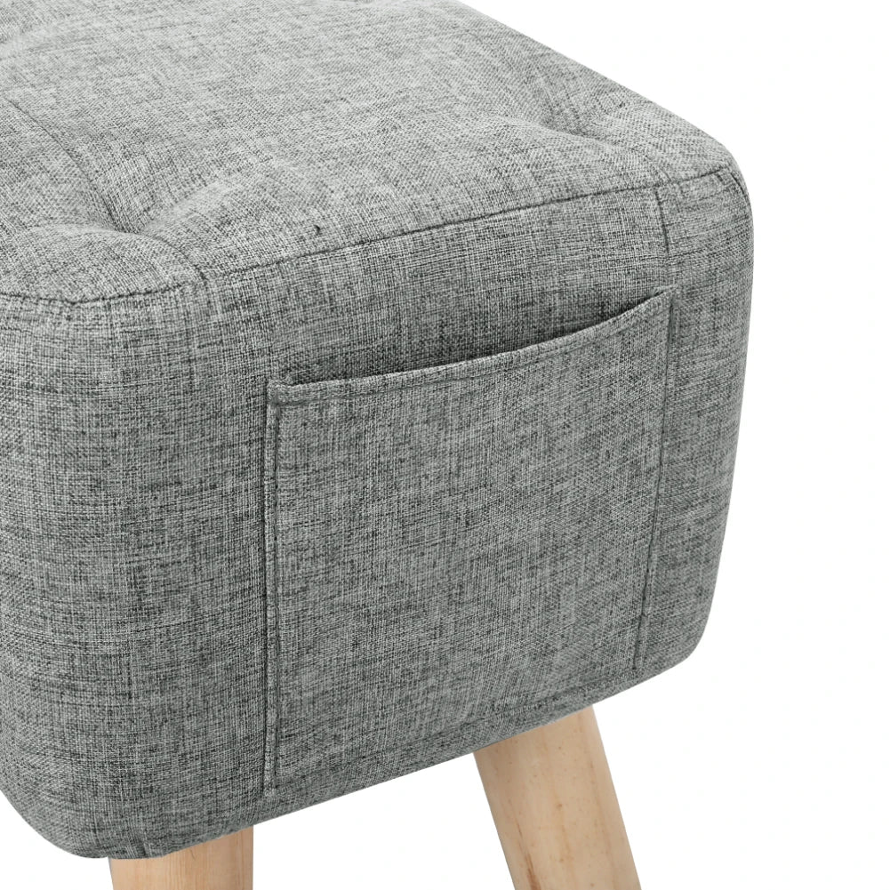 【Breeins】Linen Upholstered Ottoman Footstool with Pocket Chair Sofa Home Decoration