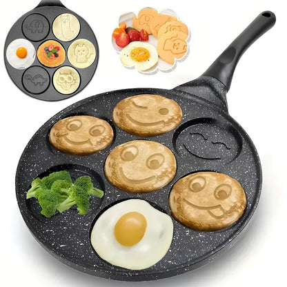 26.5cm Frying pan Cute Egg Pancake Pan Seven-Hole Smiley Frying Pan For Gas stove Induction Cooker Nonstick Pancake Pans