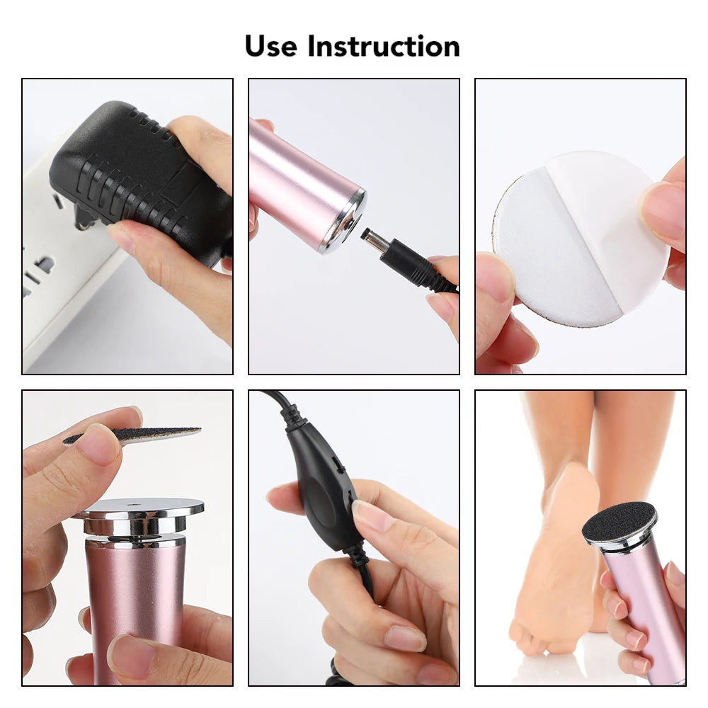 Wireless Foot Care File Leg Heels Remove USB Rechargeable Dead Skin Pedicure Tool with Replacement Sandpaper Foot Care Tool