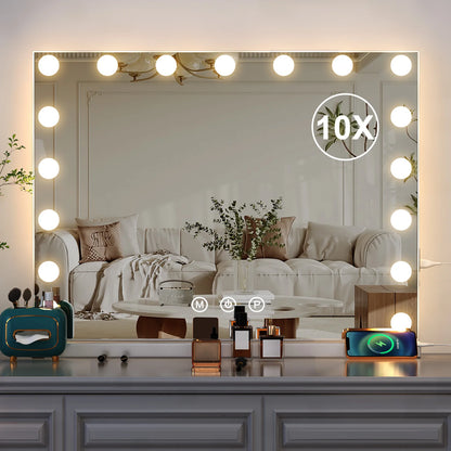 17 LED Hollywood Makeup Mirror Large Vanity Light Mirror with Dimmable LED Bulbs